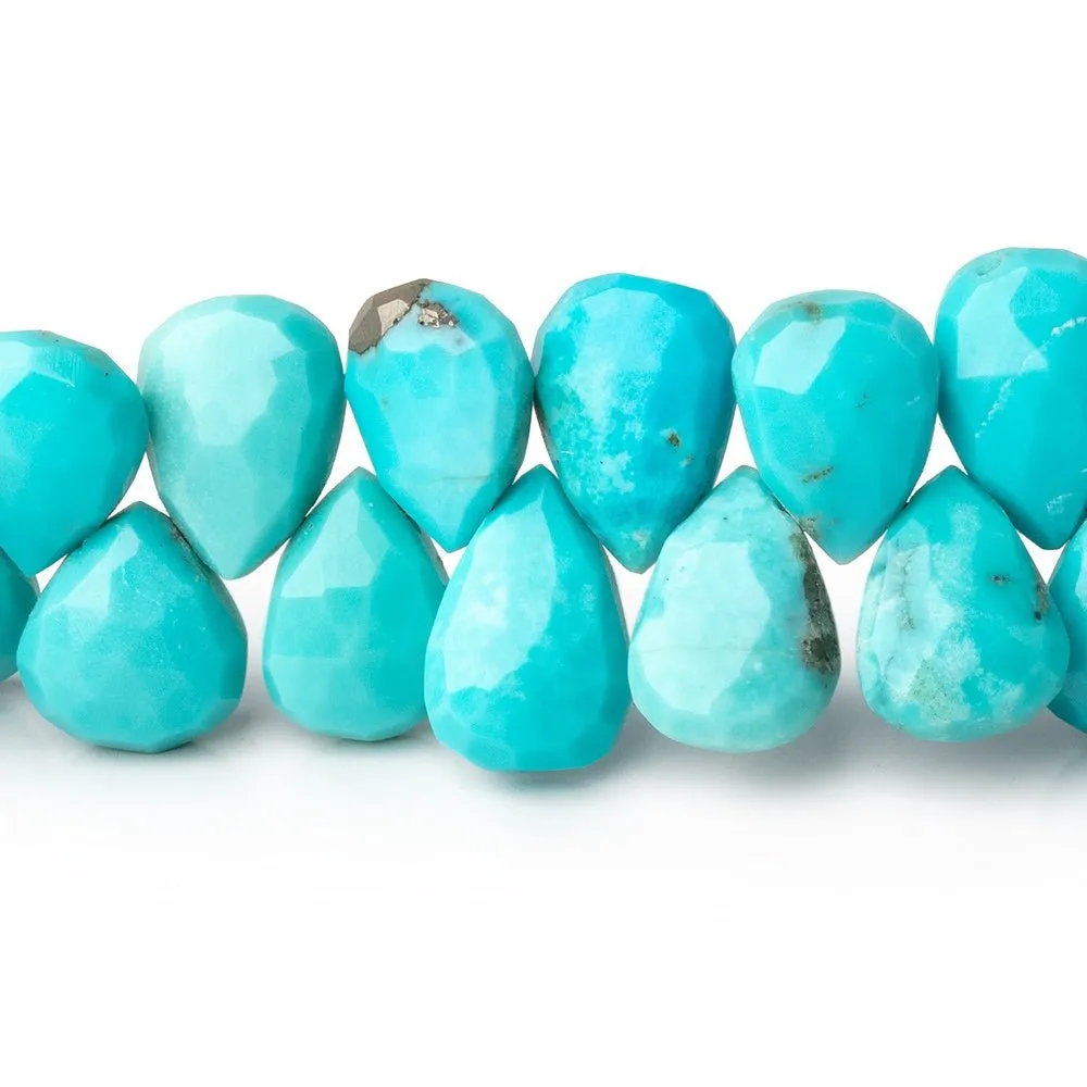 10x8-11x8mm Sleeping Beauty Turquoise Faceted Pear Beads 7.75 inch 48 pieces