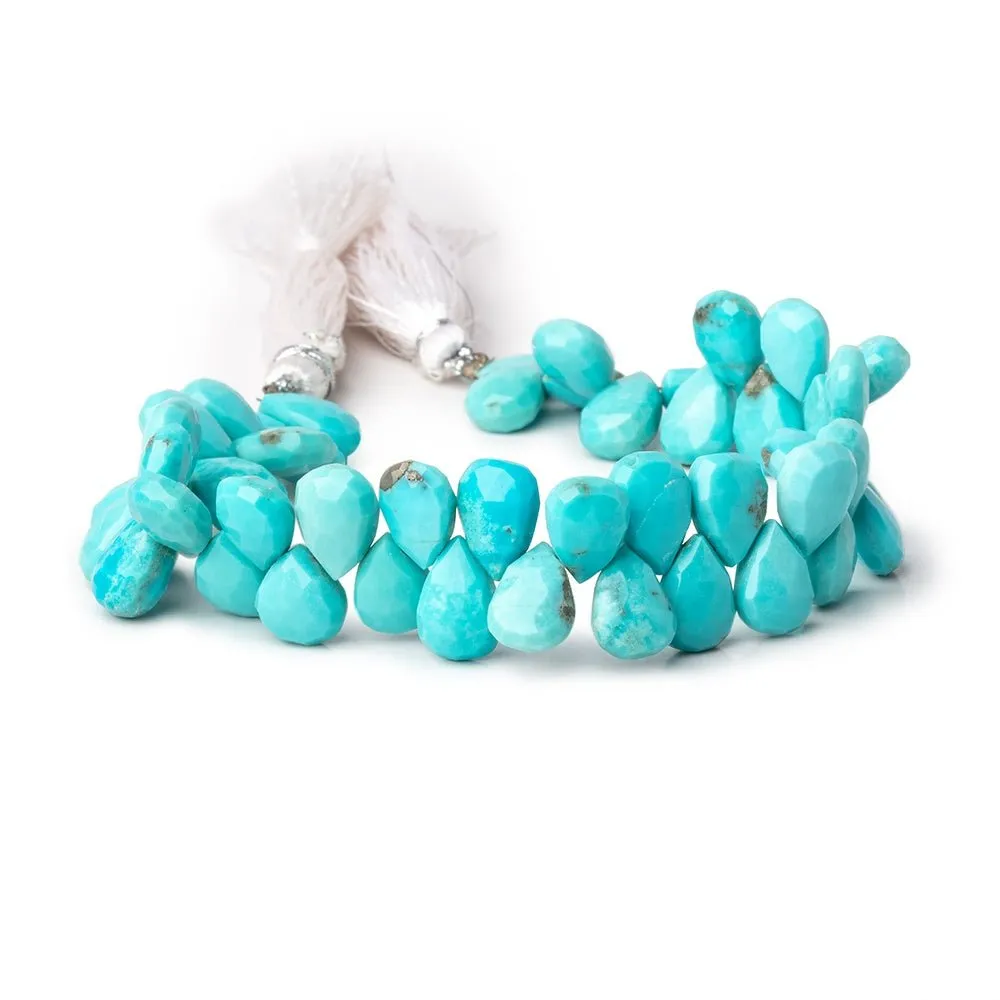 10x8-11x8mm Sleeping Beauty Turquoise Faceted Pear Beads 7.75 inch 48 pieces