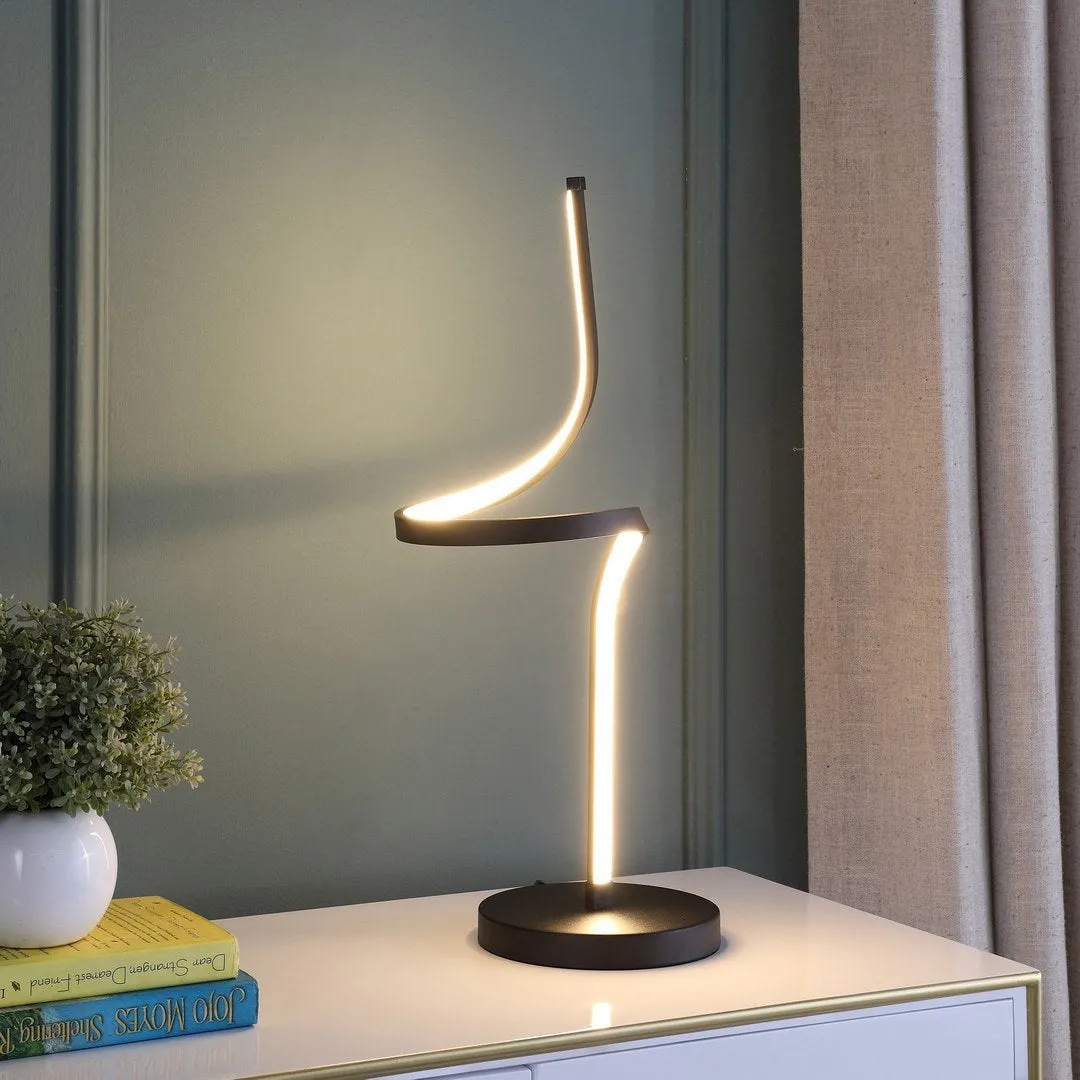 22" In Led Apollo Spiral Curved Tube Modern Table Lamp