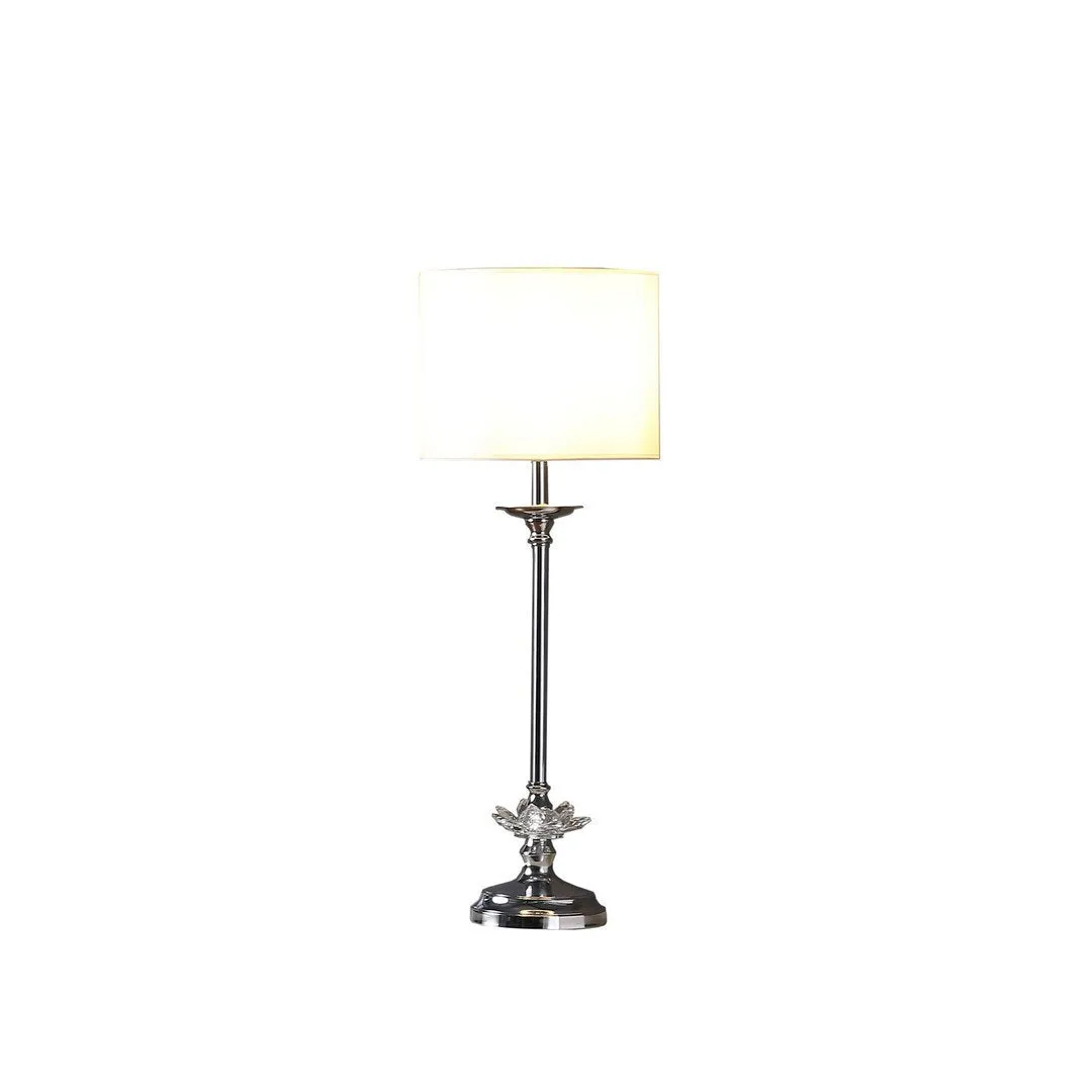 25.5" In Buffet Crystal Floral Chrome Metal Table Lamp