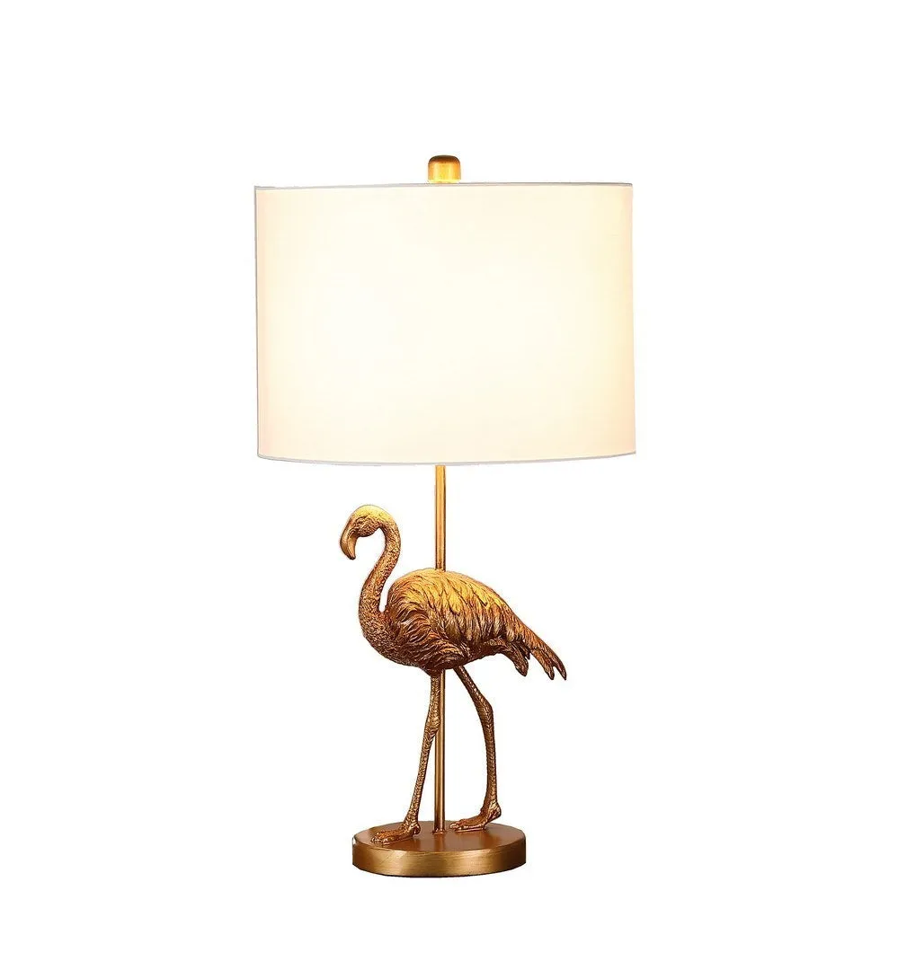 26" Matte Gold Flamingo Resin Table Lamp