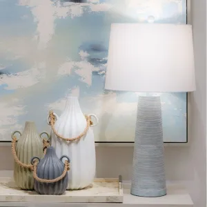 31" Soft Etched Light Blue Painted Tapered Table Lamp- Set of 2