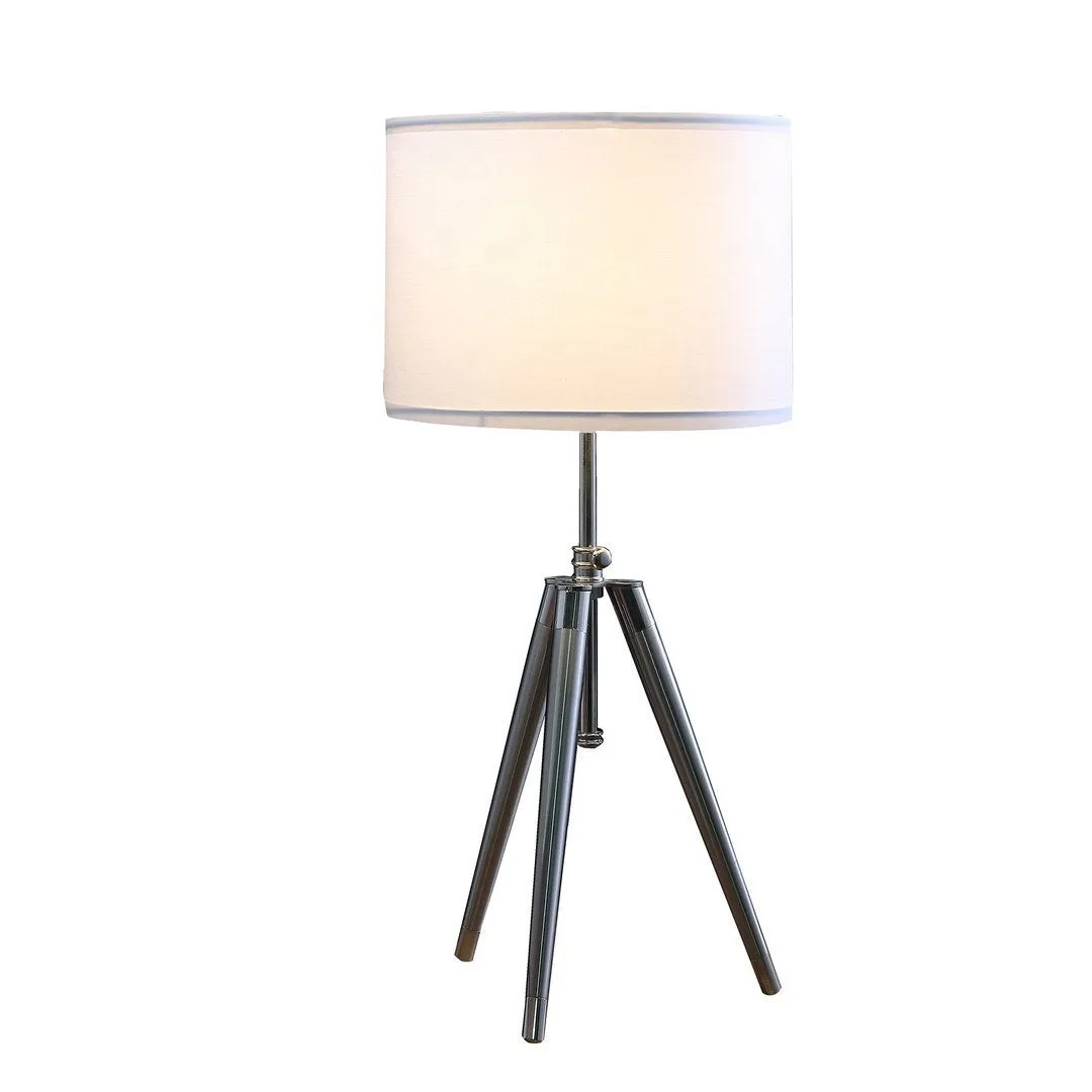 34.25" - 29.25" In Mid-Century Adjustable Tripod Chrome/Silver Metal Table Lamp