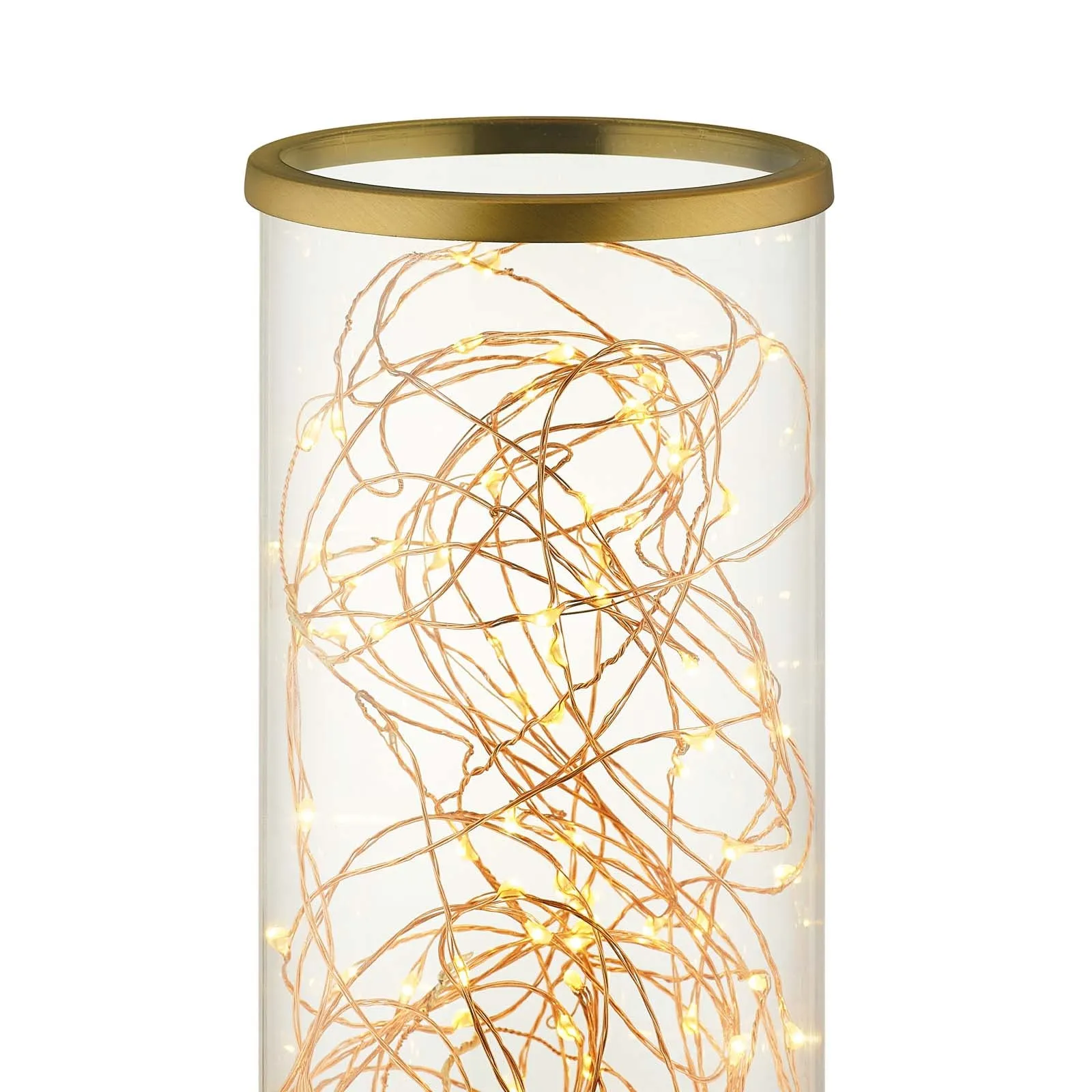 Adore Cylindrical-Shaped Clear Glass And Brass Table Lamp by Modway