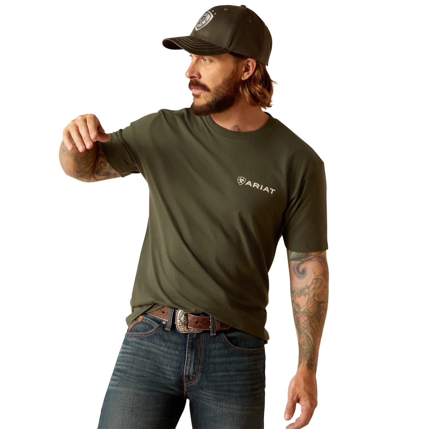 Ariat Men's Camo Ring SS T-Shirt - Dark Olive