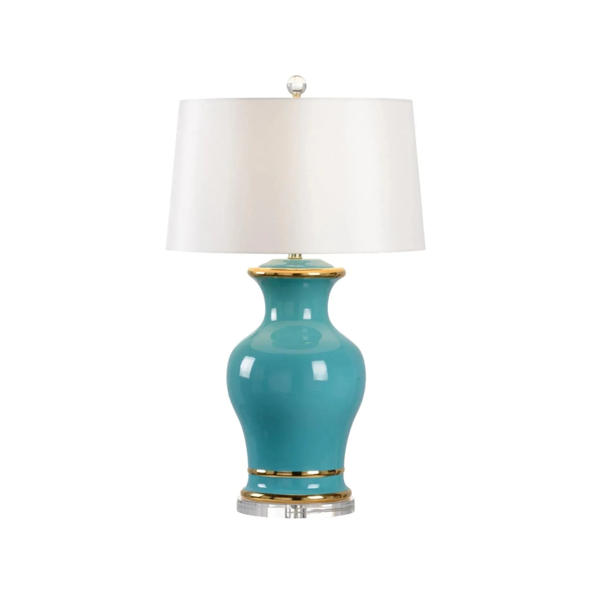 Audrey Table Lamp in Alexandrite with Gold Detailing and Off White Silk Shade