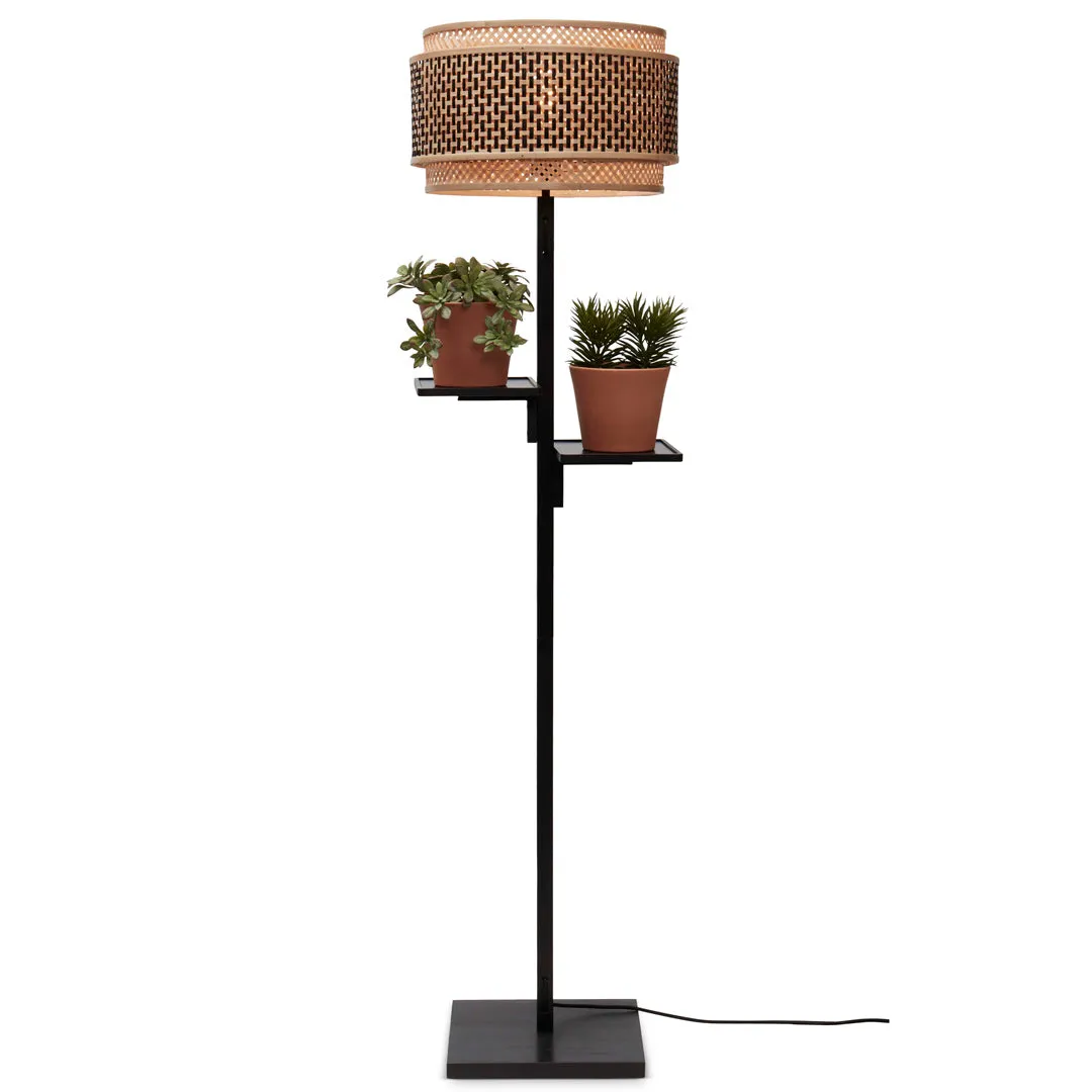 Bhutan Floor Lamp With Shelves