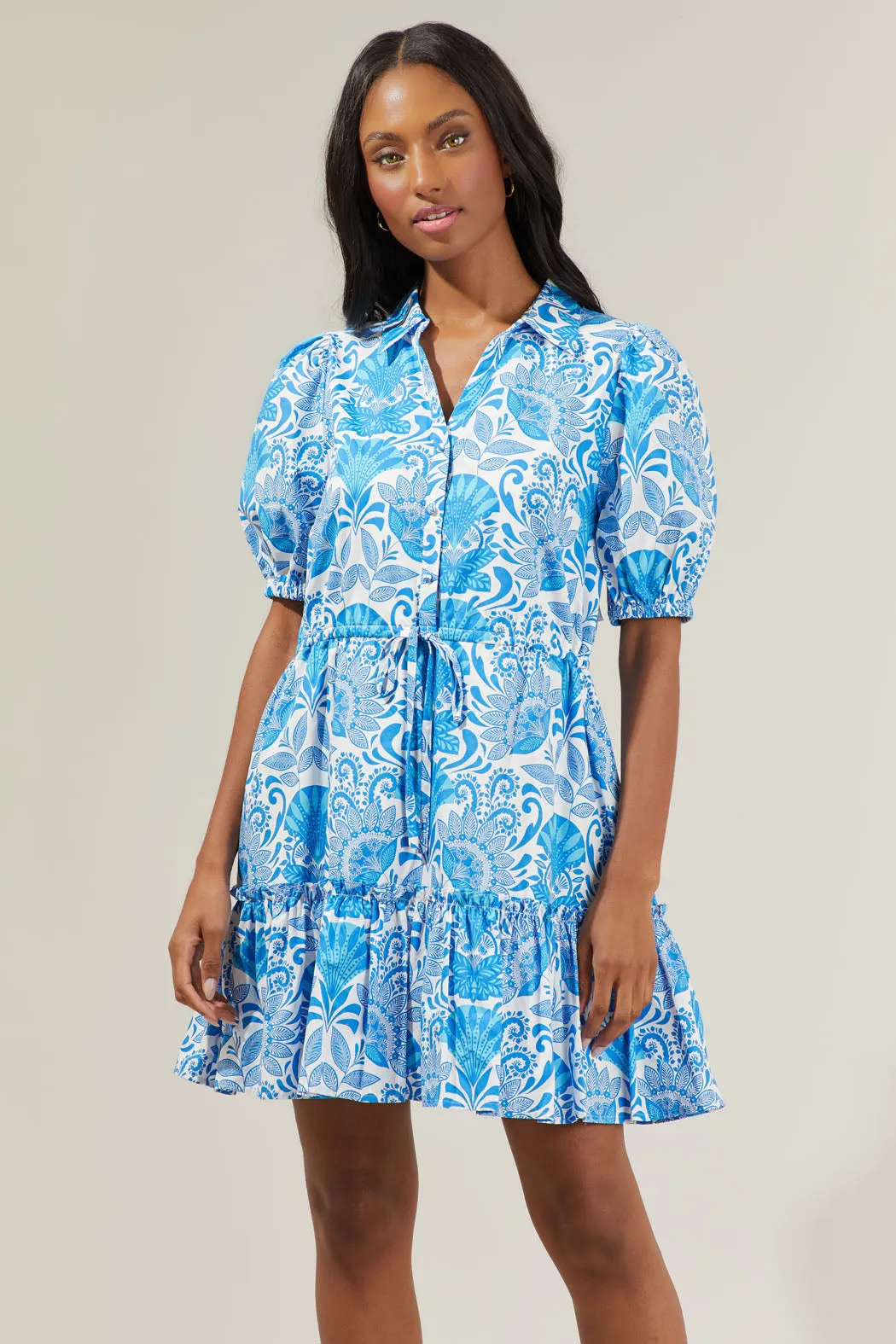 Biller Floral Stacie Button Down Mini Dress