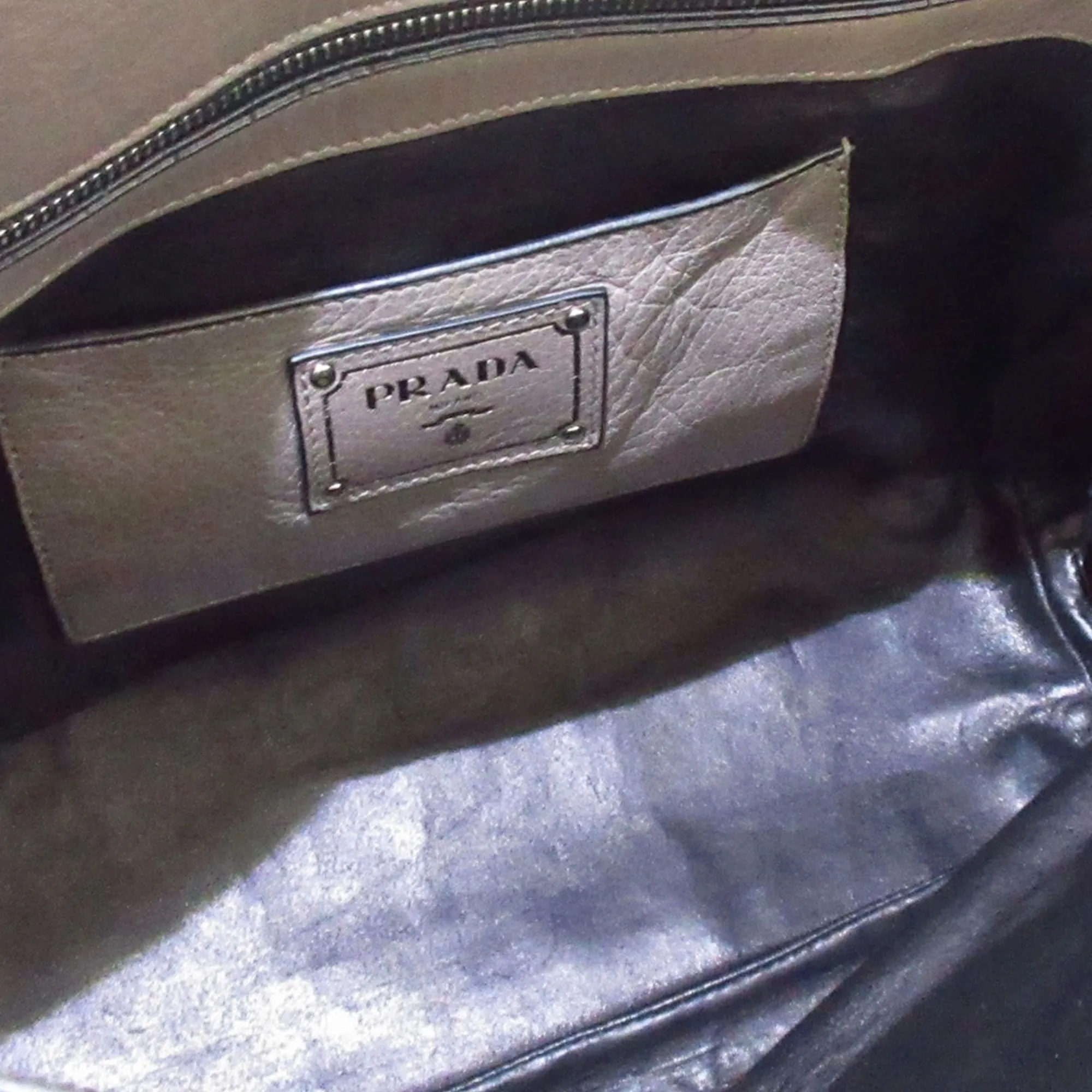 Black Prada Glace Calf Zippers Tote Bag