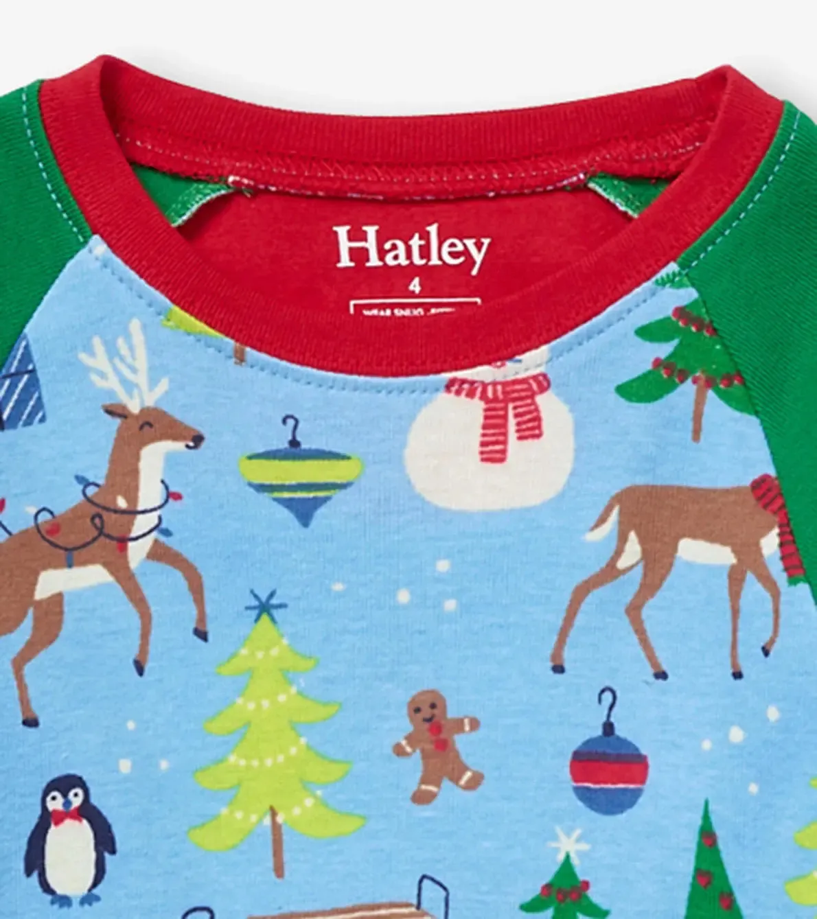 Blue Christmas Raglan Kids Organic Cotton Boys Pajama Set | Hatley