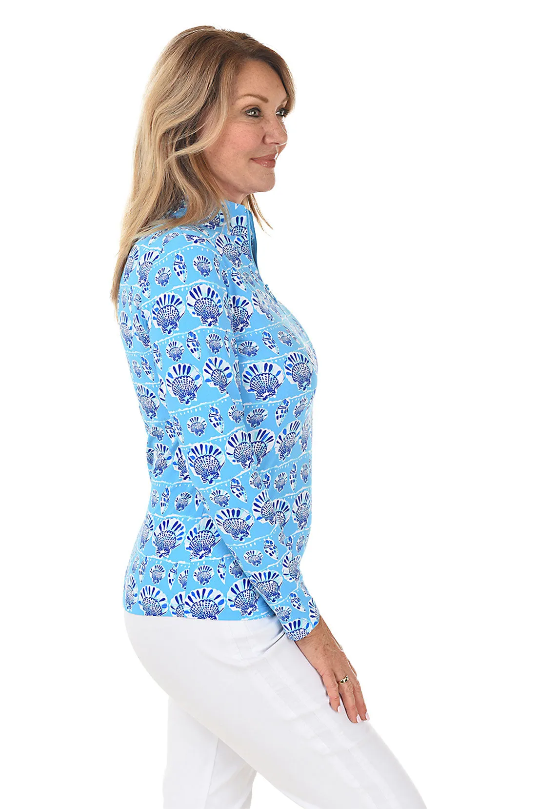 Blue Shelly Seashells UPF50  Sun Shirt