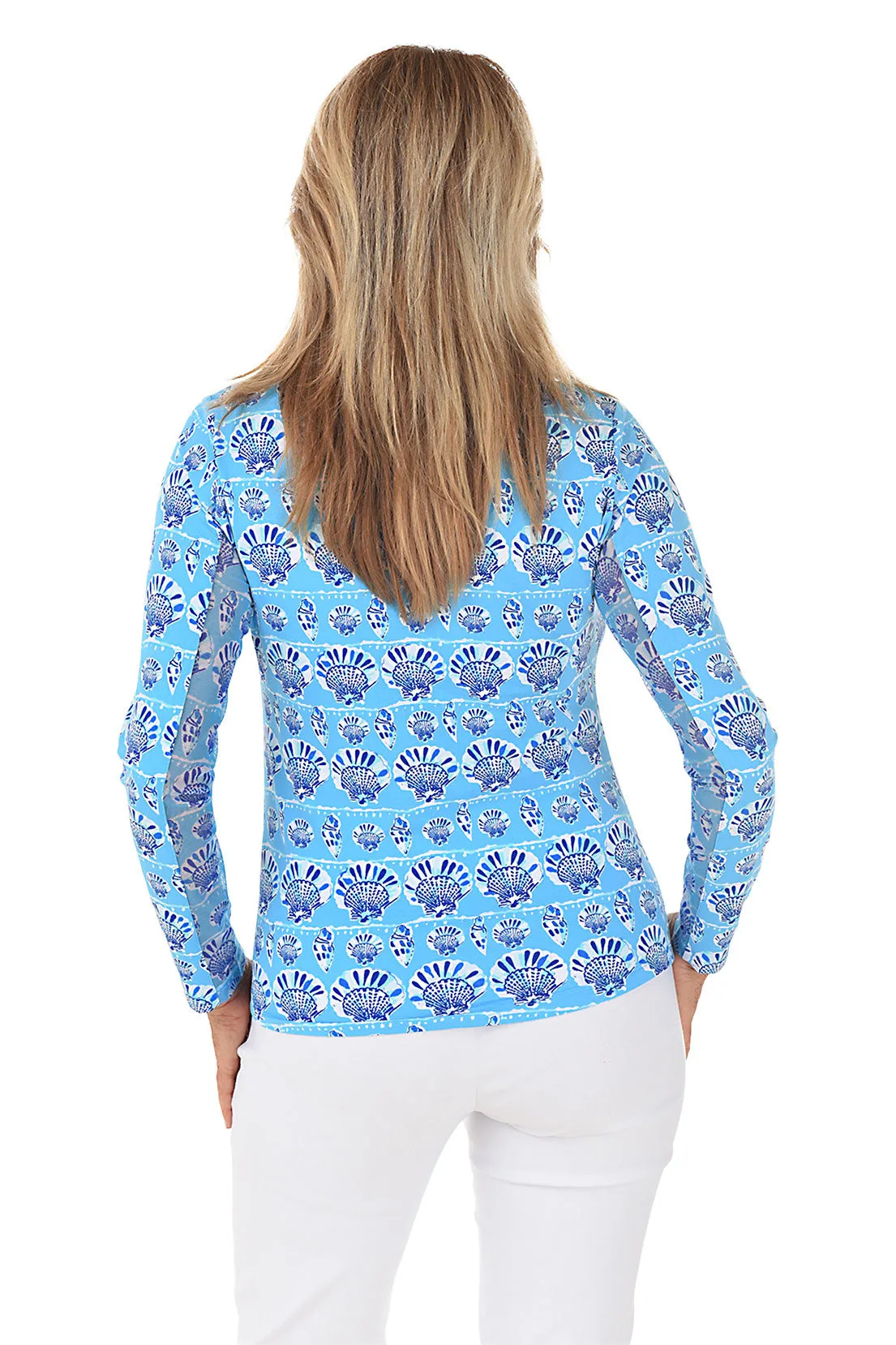 Blue Shelly Seashells UPF50  Sun Shirt