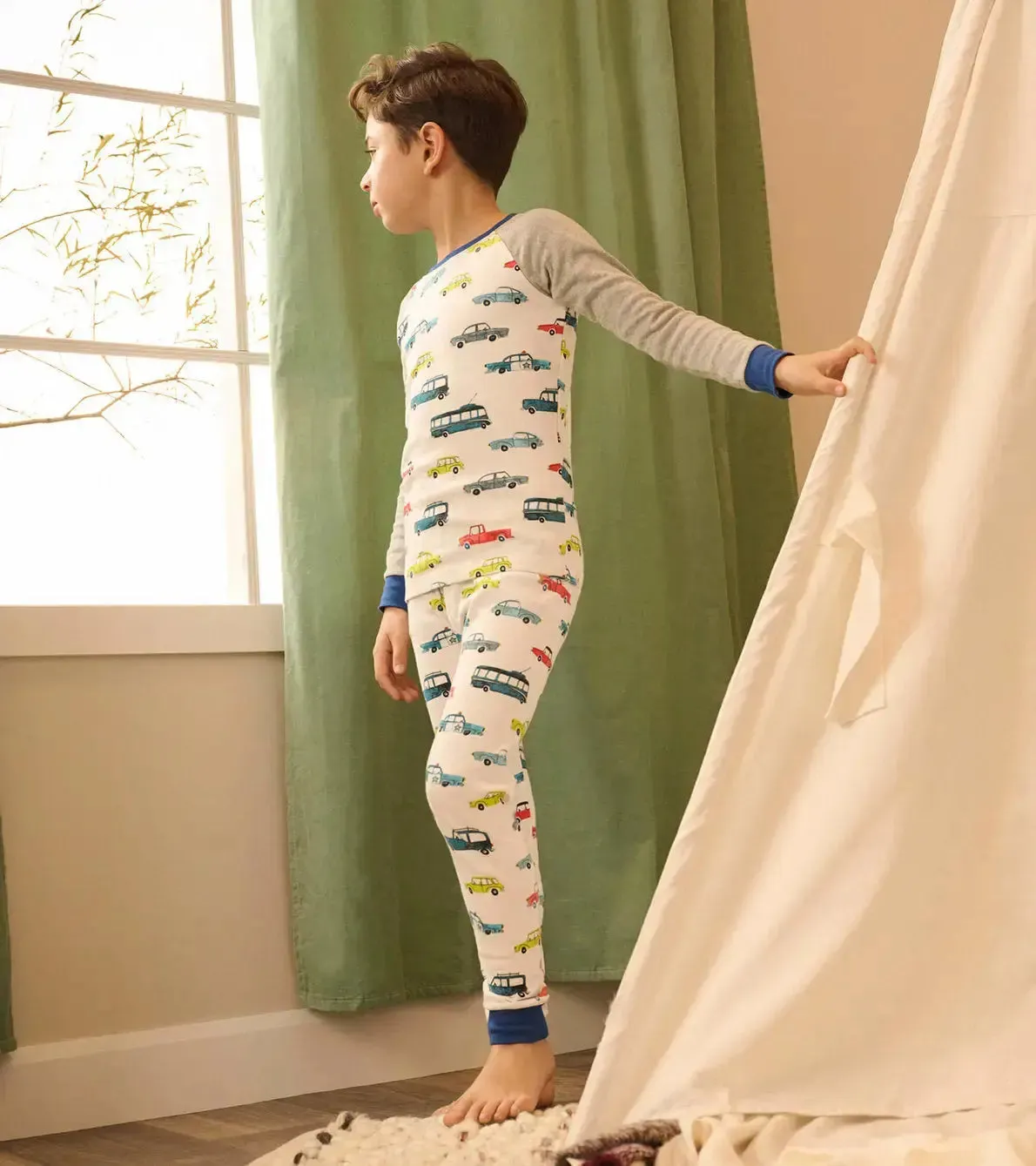 Cars Raglan Kids Organic Cotton Boys Pajama Set | Hatley