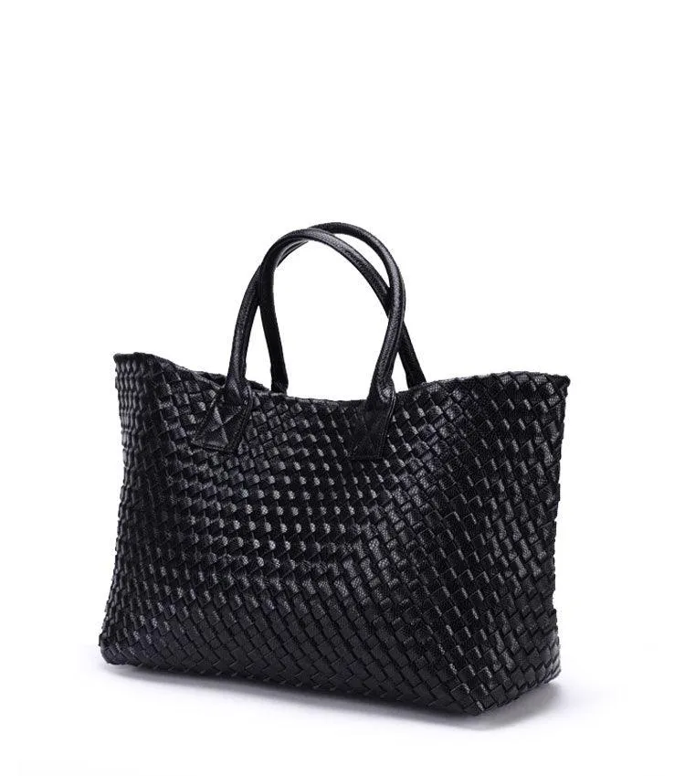 Chic Serpent Print Tote Bag - Luxurious Metallic & Vivid Hues Handwoven Vegan Leather Tote/Weekend Bag