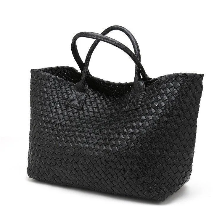 Chic Serpent Print Tote Bag - Luxurious Metallic & Vivid Hues Handwoven Vegan Leather Tote/Weekend Bag