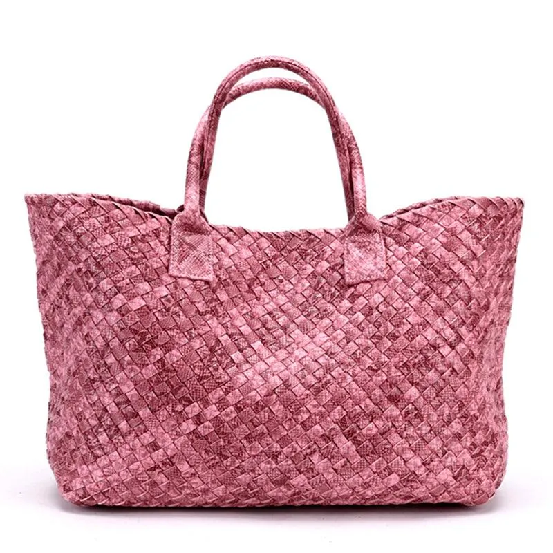 Chic Serpent Print Tote Bag - Luxurious Metallic & Vivid Hues Handwoven Vegan Leather Tote/Weekend Bag