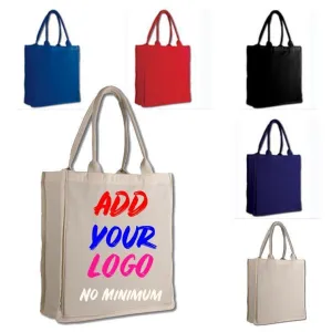 CUSTOM FANCY TOTE BAG 100% COTTON SHEETING FULL SIDE GUSSET