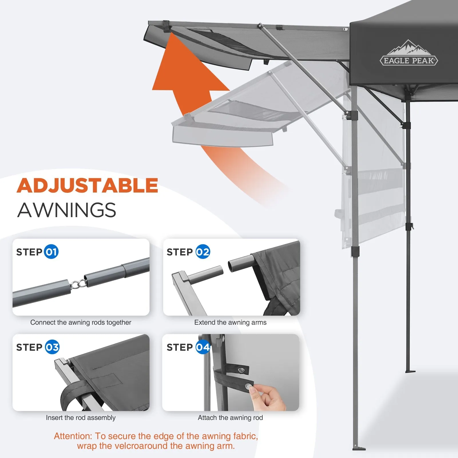 EAGLE PEAK 17x10 Pop up Gazebo Canopy Tent Outdoor Instant Canopy Shelter with Adjustable Dual Half Awnings