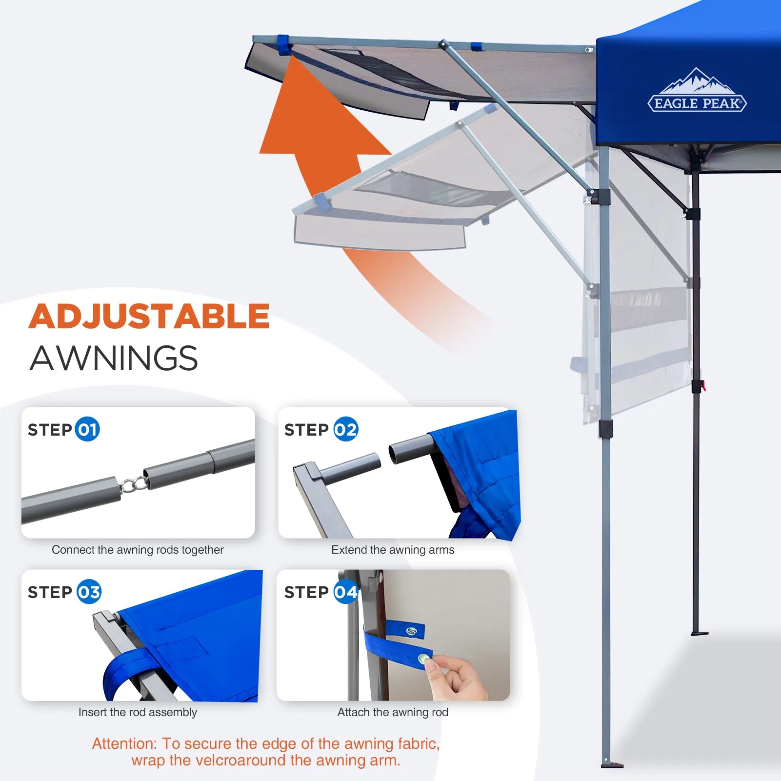 EAGLE PEAK 17x10 Pop up Gazebo Canopy Tent Outdoor Instant Canopy Shelter with Adjustable Dual Half Awnings