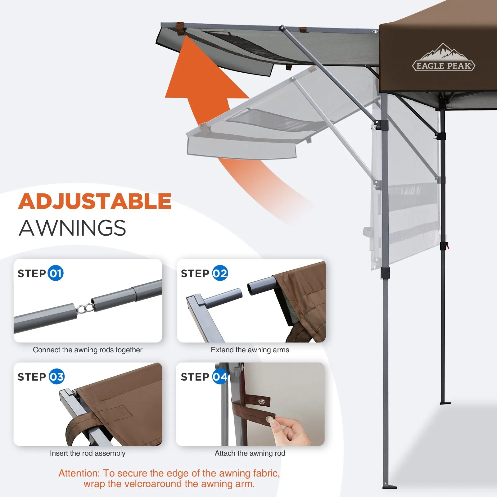 EAGLE PEAK 17x10 Pop up Gazebo Canopy Tent Outdoor Instant Canopy Shelter with Adjustable Dual Half Awnings