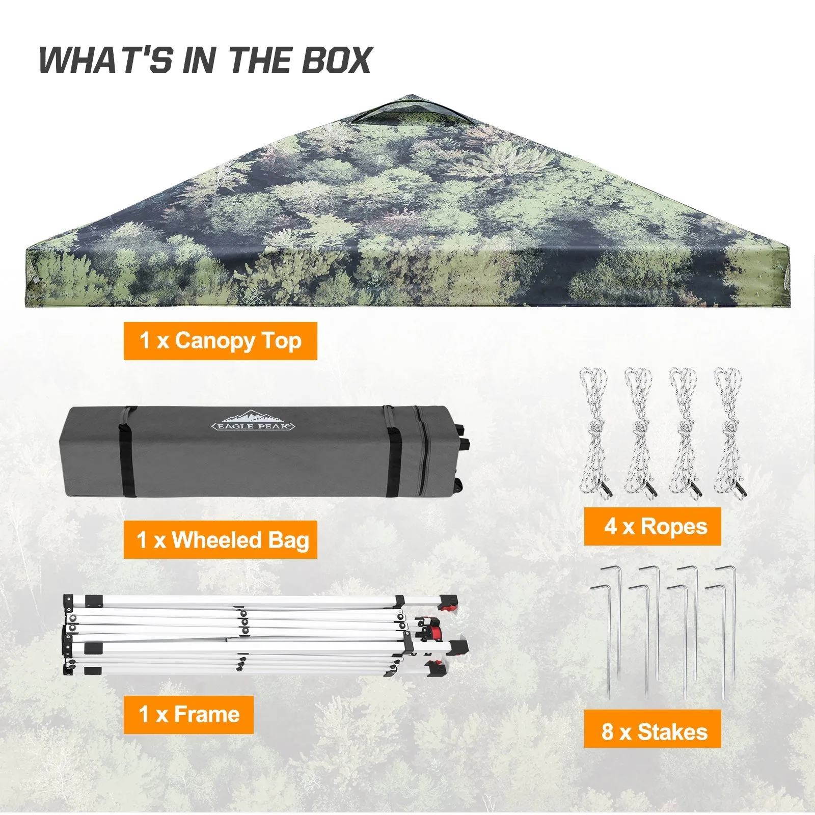 Eagle Peak SHADE GRAPHiX Easy Setup 10x10 Pop Up Canopy Tent with Digital Printed Tree Camo Top