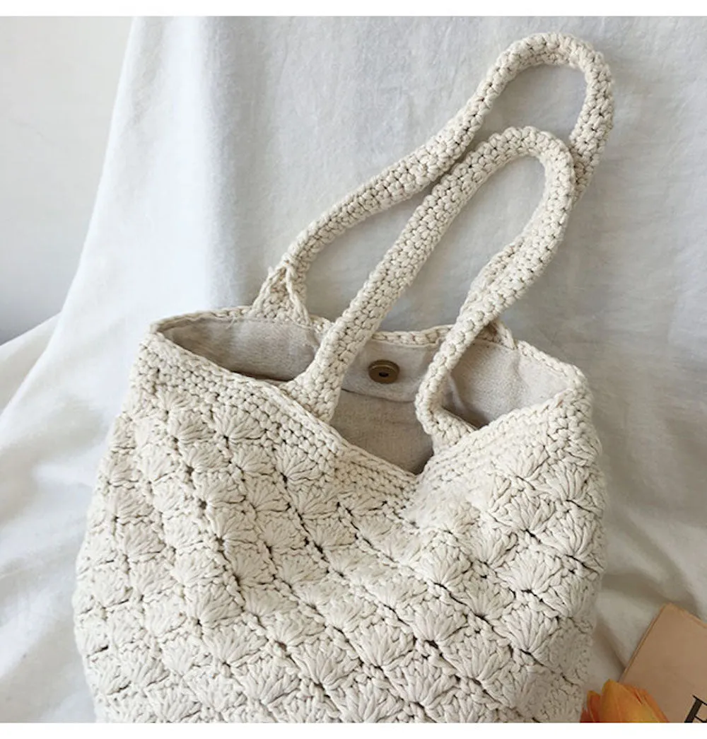 Elena Handbags Patterned Cotton Knitted Shoulder Bag