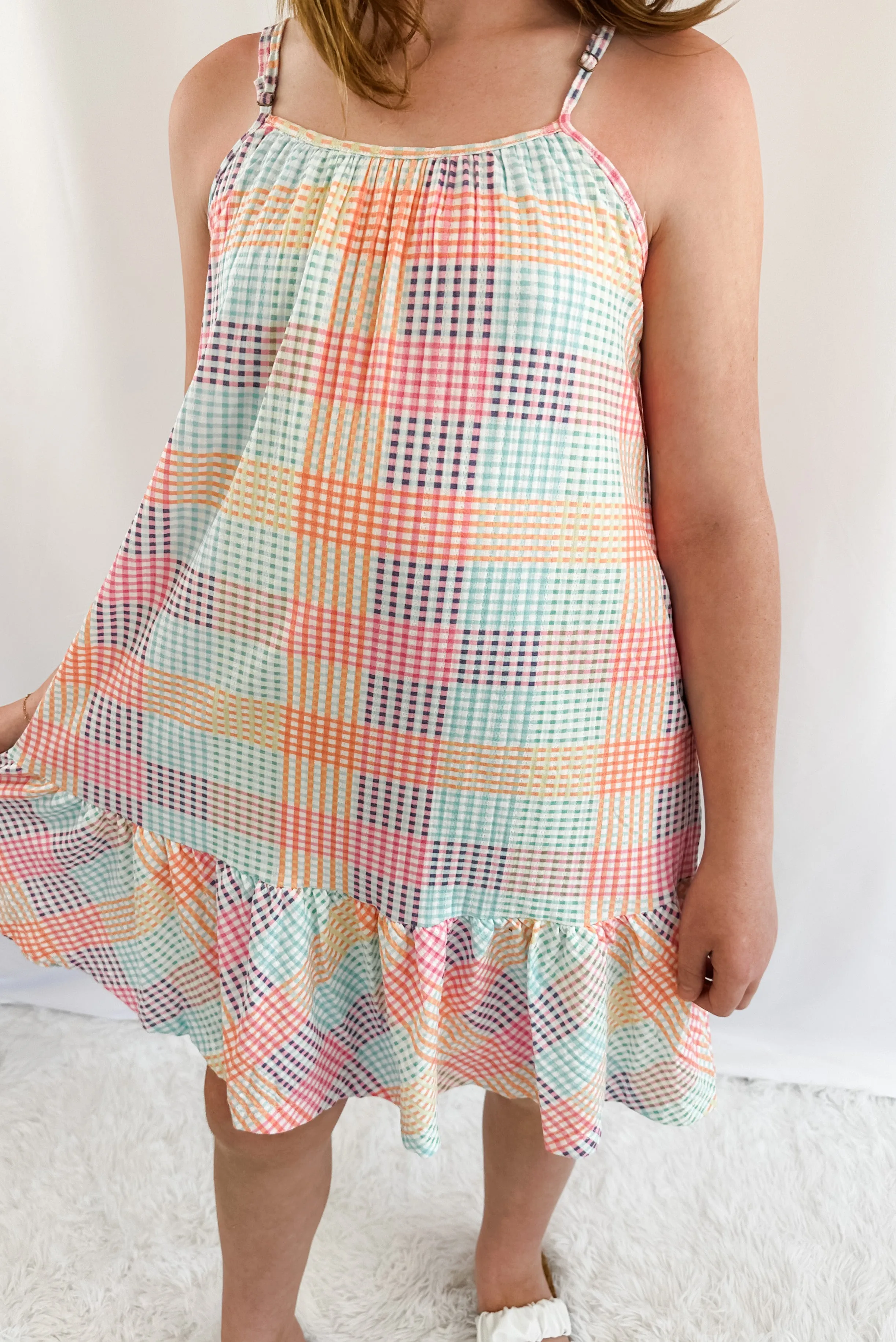 Girl's Mixed Checker Tank Dress