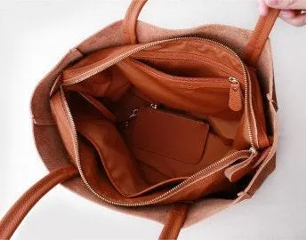 Handcrafted Leather Tote Bag ｜ Grain Leather Large Tote Bag Caramel Colour, Birthday gift for her,