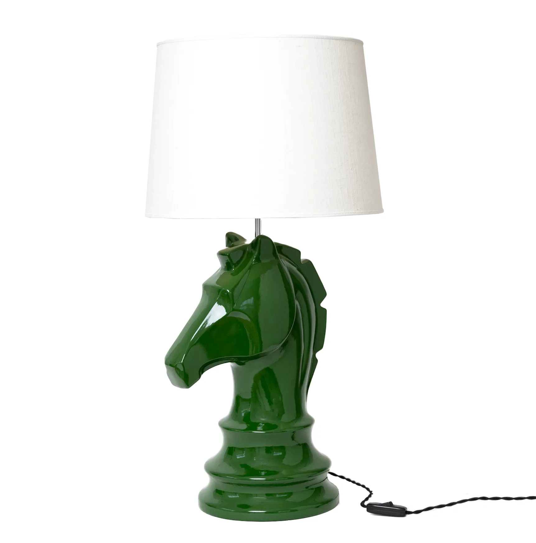 Lamp Stand Chess Horse GLAZED GREEN