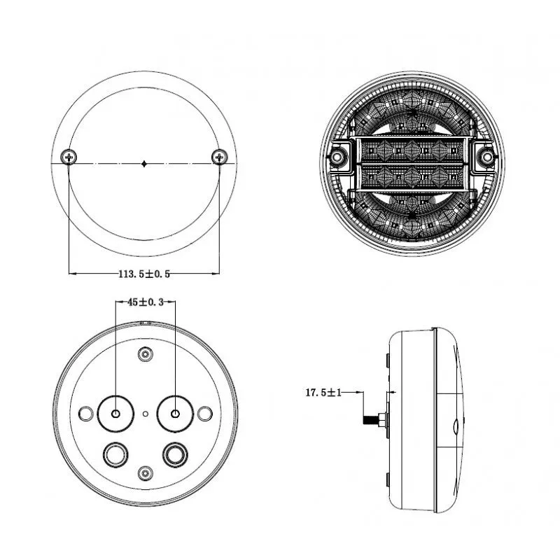 LED Round Burger Trailer Light / Deep Bracket