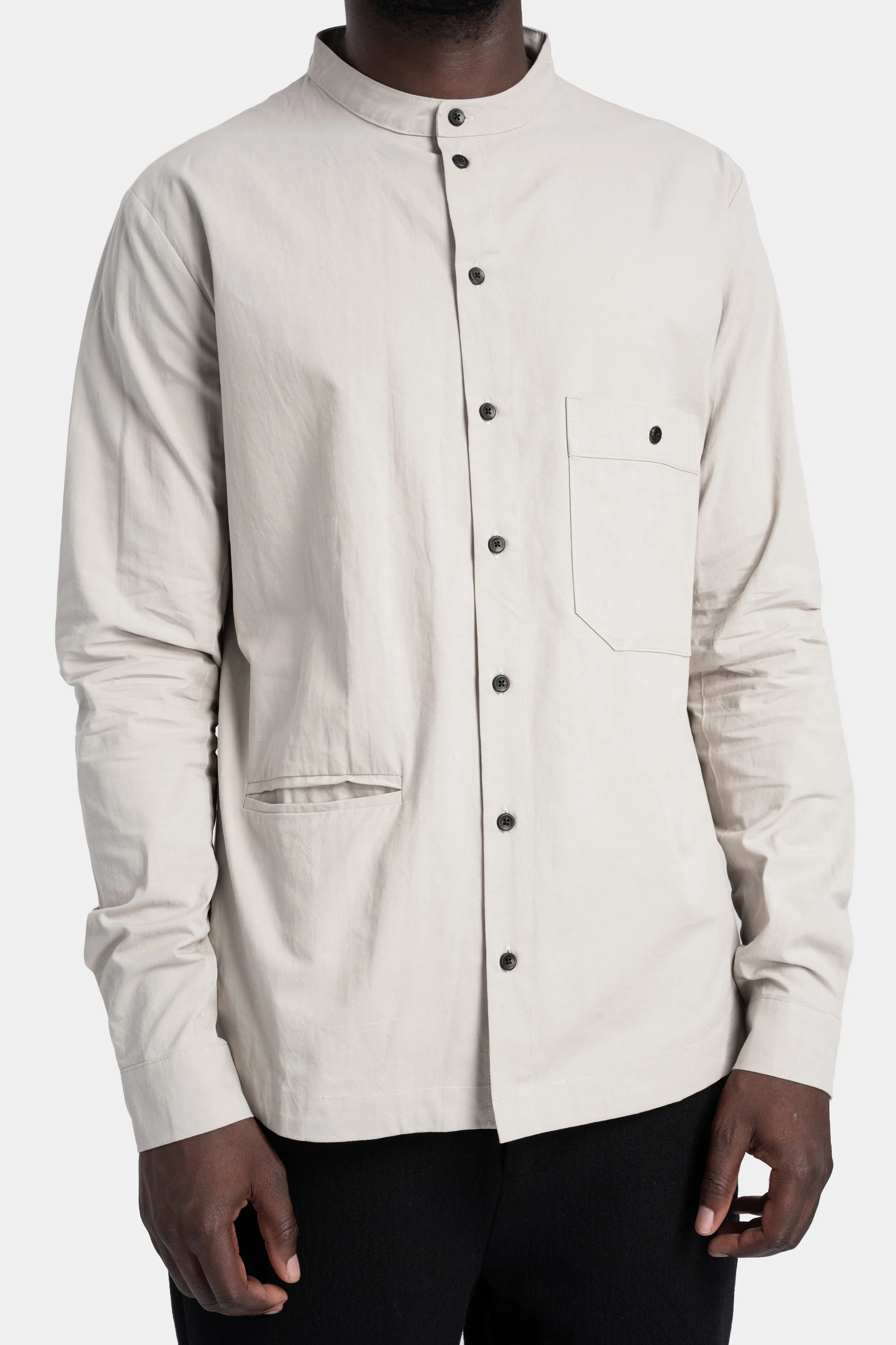 Mandarin collar shirt, Grey