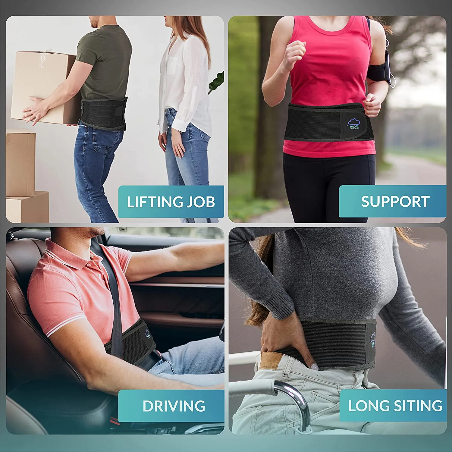 MODVEL Back Brace - Immediate Relief from Back Pain, Herniated Disc, Sciatica, Scoliosis | FSA or HSA Eligible | Breathable Waist Lumbar Lower Back Support Belt with Removable Pad.