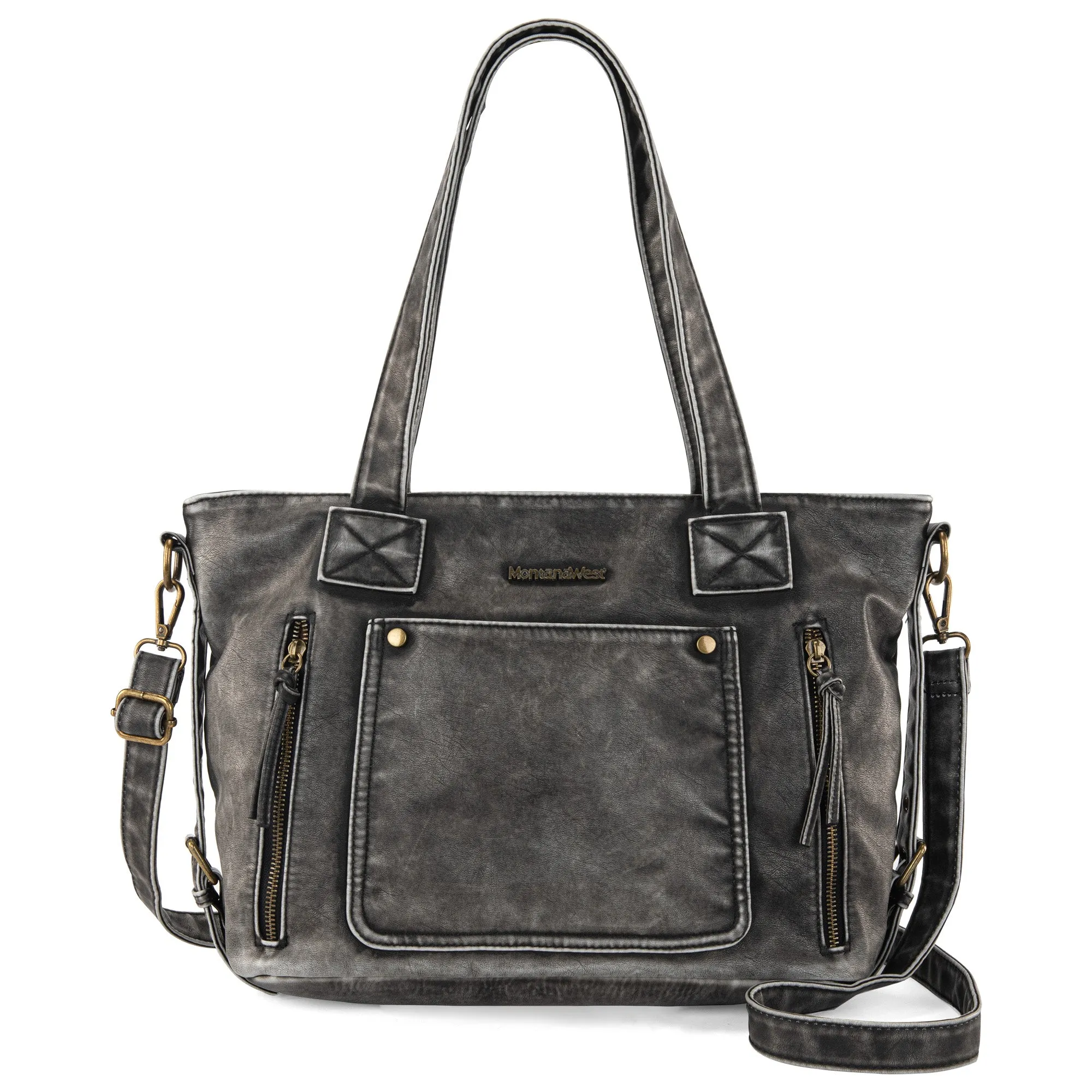 MWC-224 Montana West Stone Wash Tote - Black