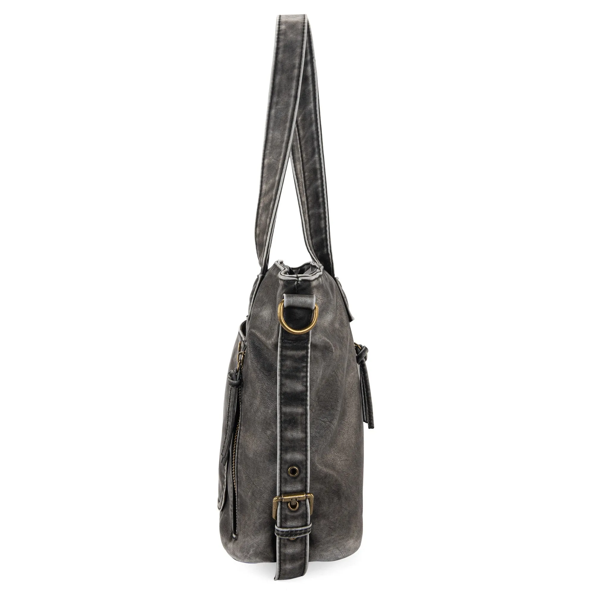 MWC-224 Montana West Stone Wash Tote - Black