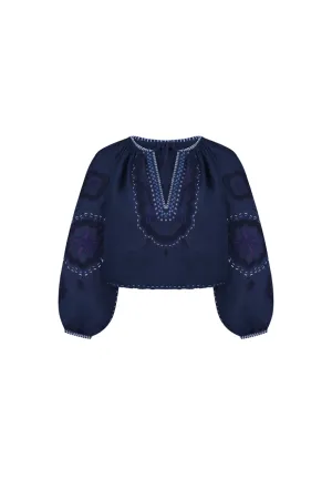 My Sleeping Gypsy Merezhivo Blouse in Navy Blue - ByAdushka