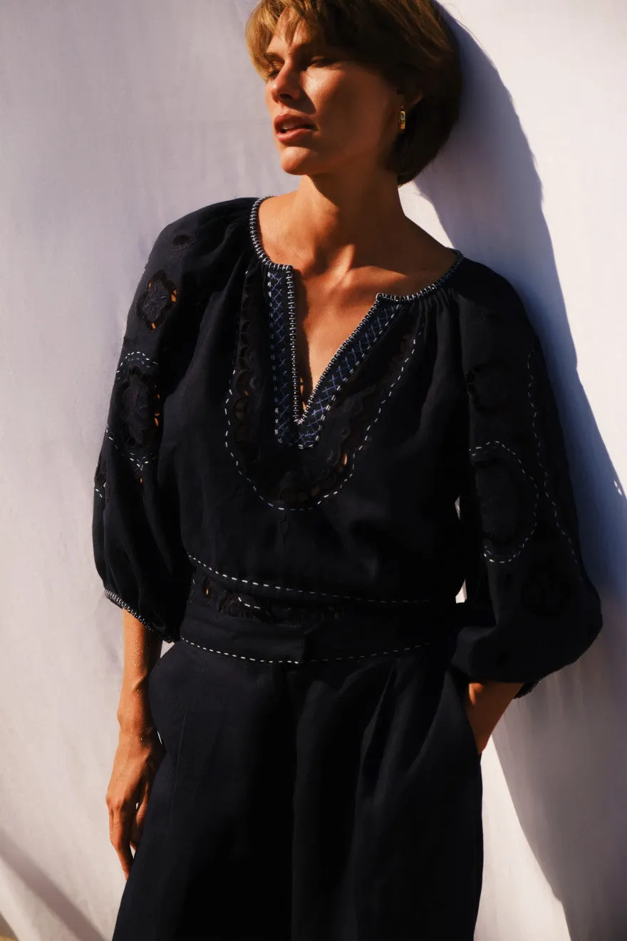 My Sleeping Gypsy Merezhivo Blouse in Navy Blue - ByAdushka