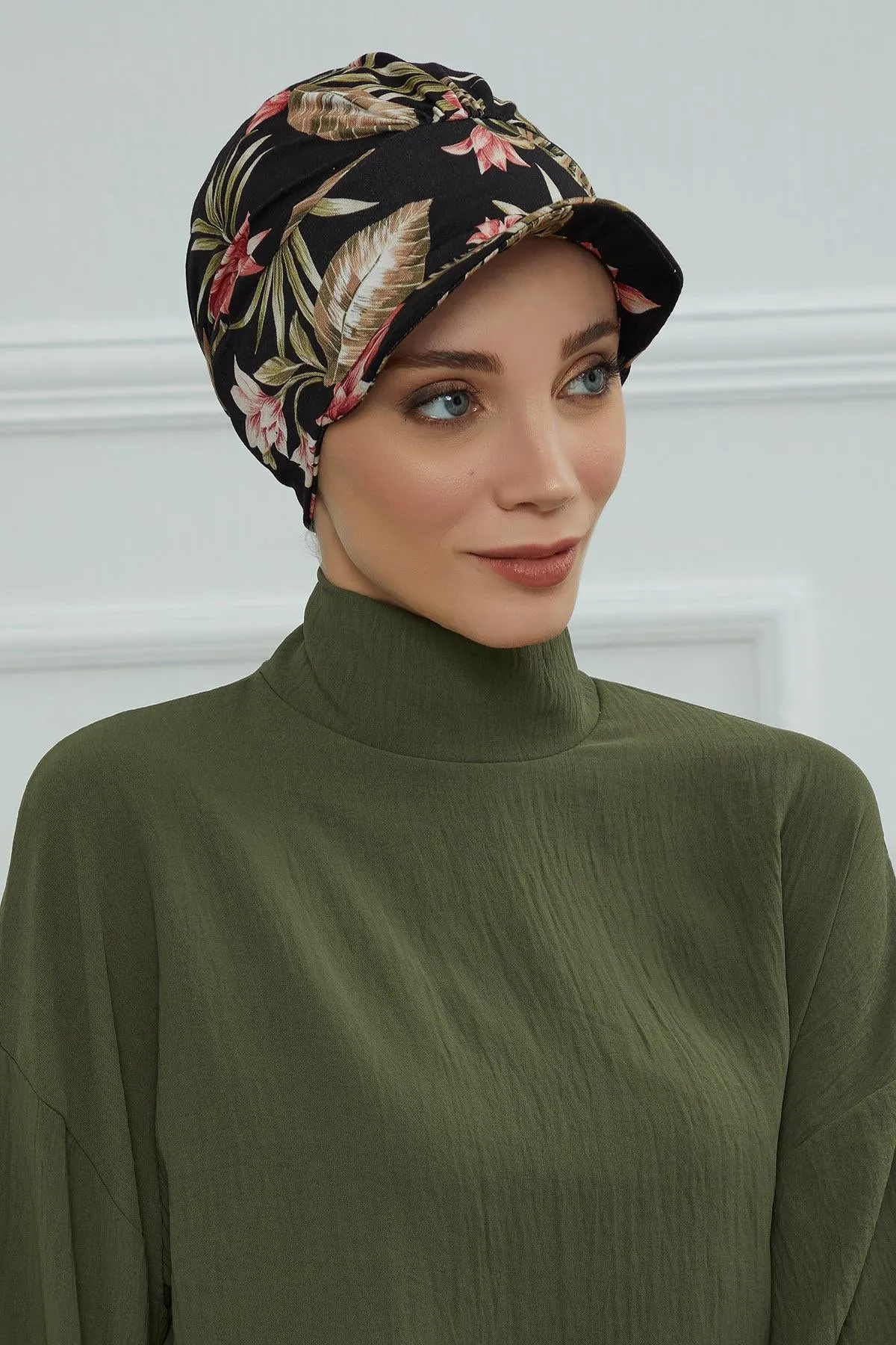 Newsboy Visor Cap with Fashionable Patterns, Stylish Cancer Head Wear, Instant Turban Lightweight Plain Printed Cotton Visor Cap,B-30YD