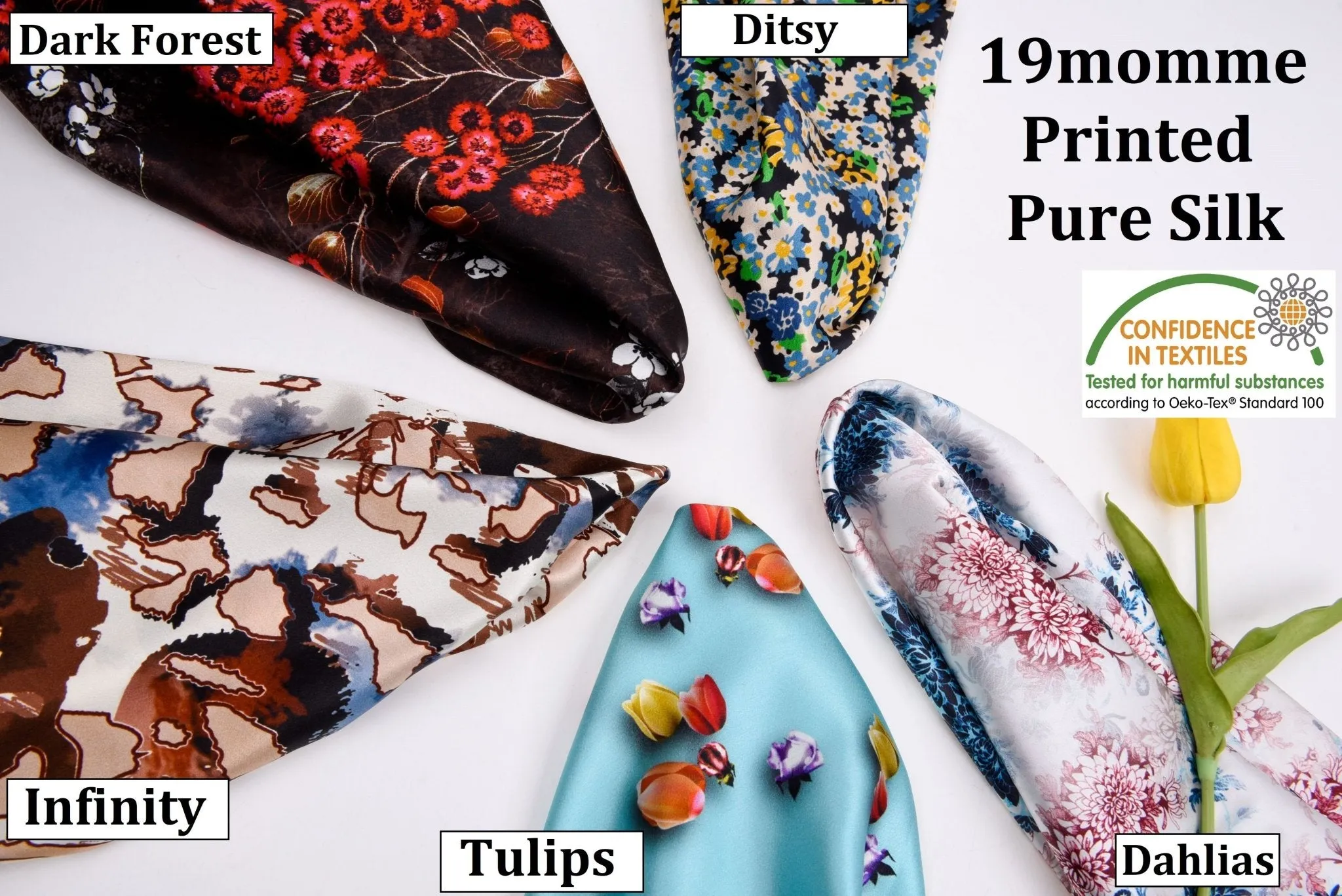 Original 100% Silk Floral Print Stretch Silk Fabric, 19 Momme Mulberry Silk Fabric.100% CRUELTY-FREE SILK Fashion Apparel