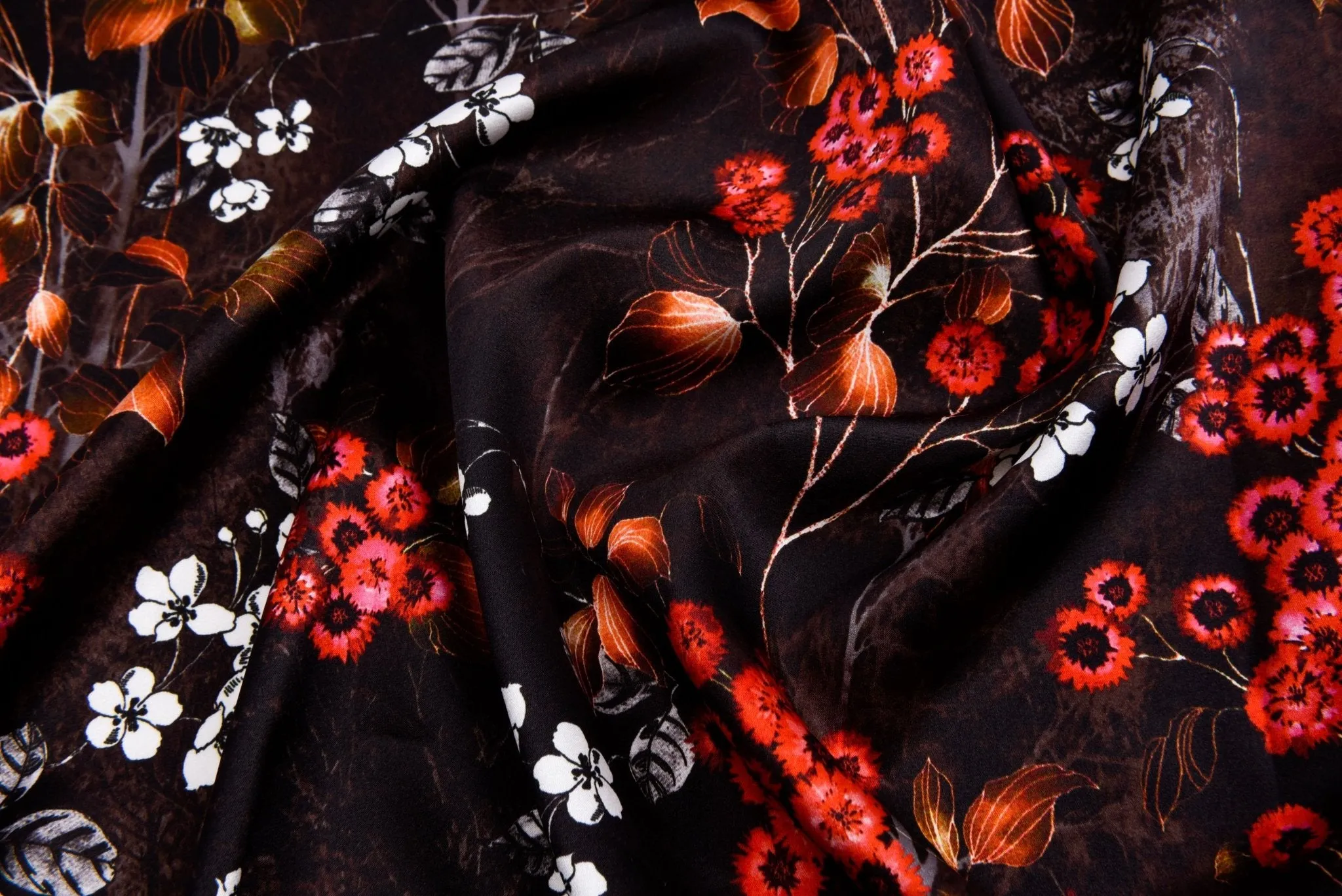 Original 100% Silk Floral Print Stretch Silk Fabric, 19 Momme Mulberry Silk Fabric.100% CRUELTY-FREE SILK Fashion Apparel