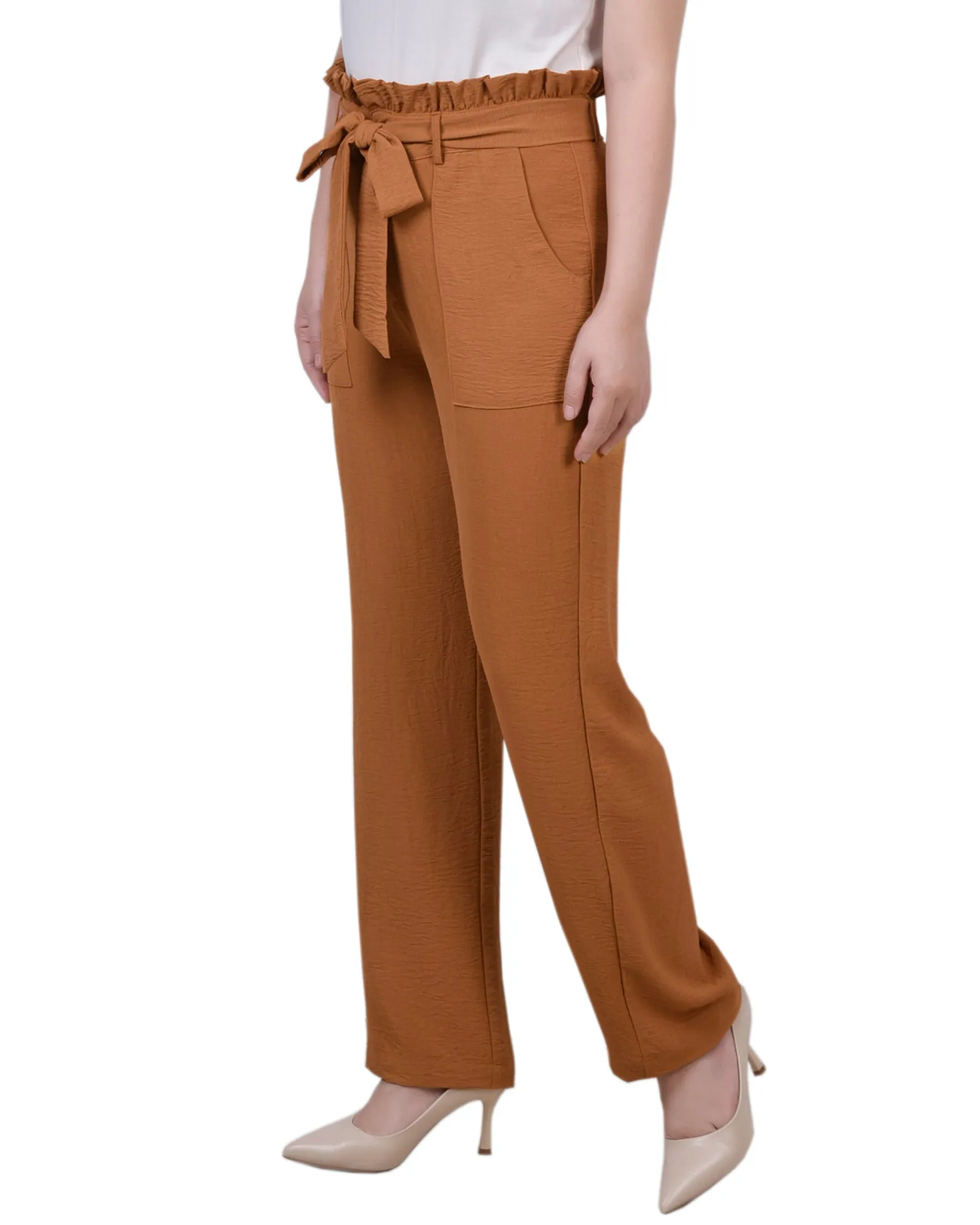 Petite Full Length Paper bag Waist Pants