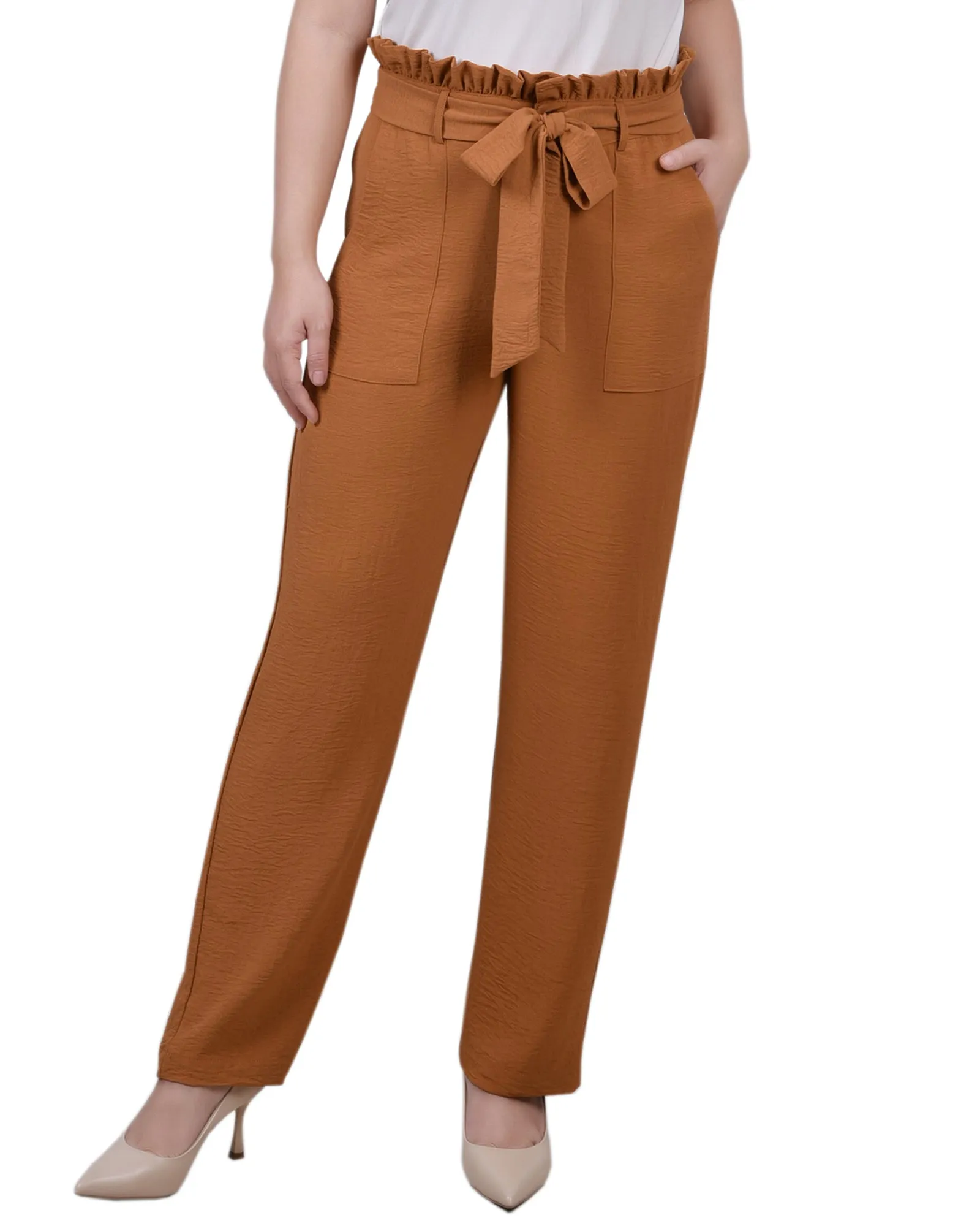 Petite Full Length Paper bag Waist Pants