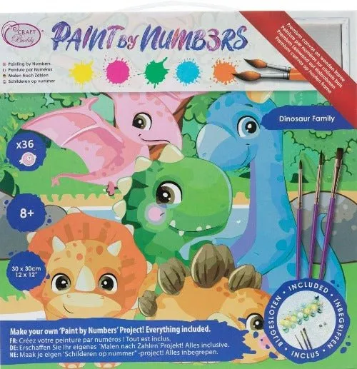 "Dinosaur Family" Paint By Numb3rs 30x30cm Kit