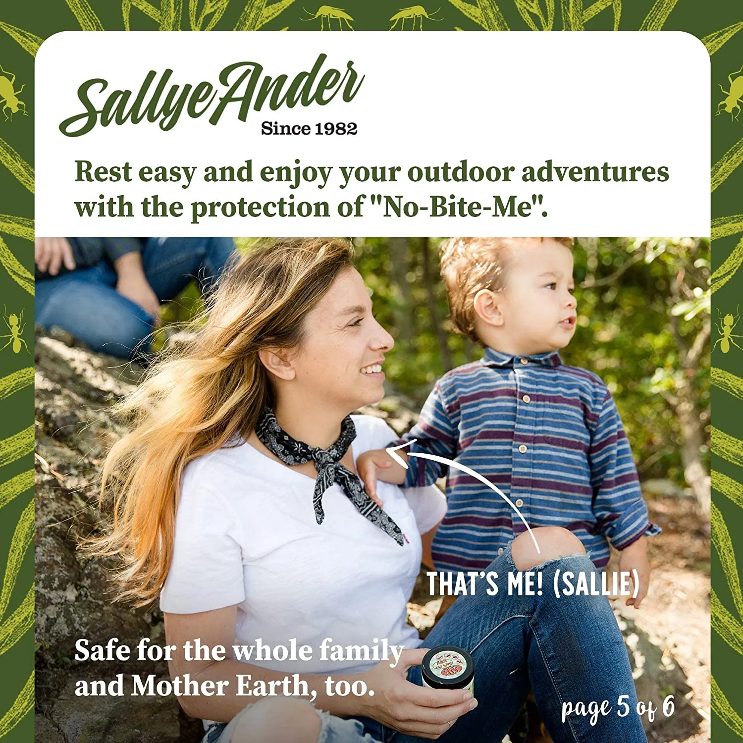 SALLYEANDER No-Bite-Me Natural Bug Repellent & anti Itch Cream - Safe for Kids and Infants - Repels Mosquitoes, Black Flies, Fleas, and Ticks - 2 Oz