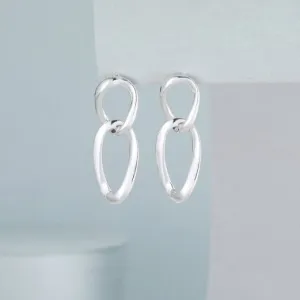 Silver Double Link Earrings