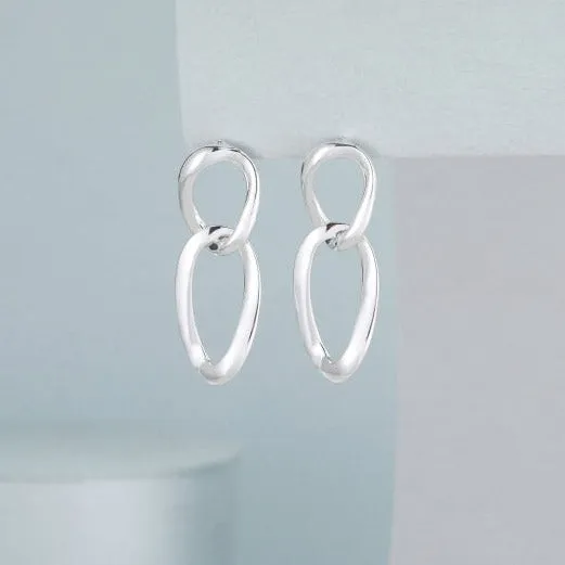 Silver Double Link Earrings