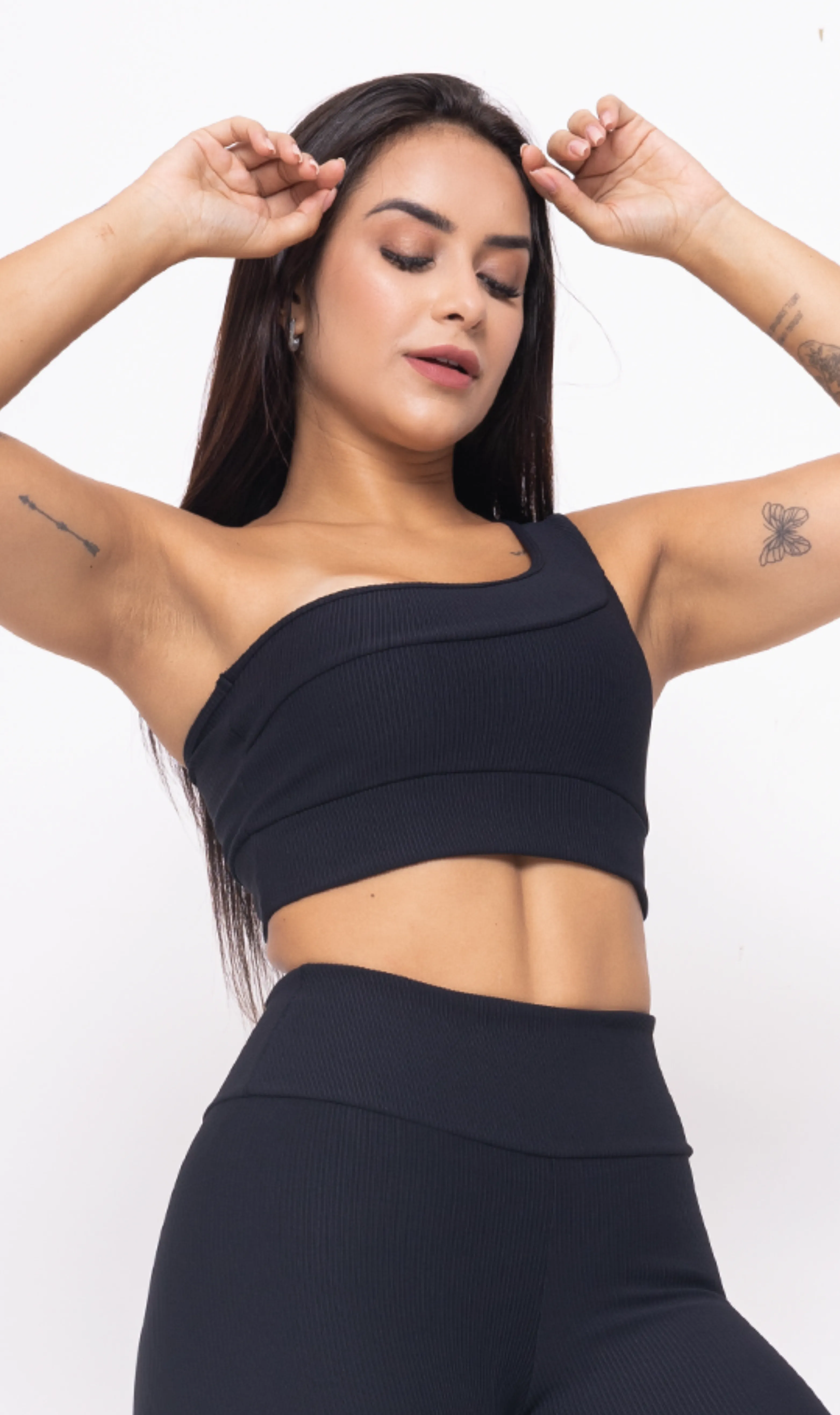 Sport Bra Aesthetic One Shoulder Black