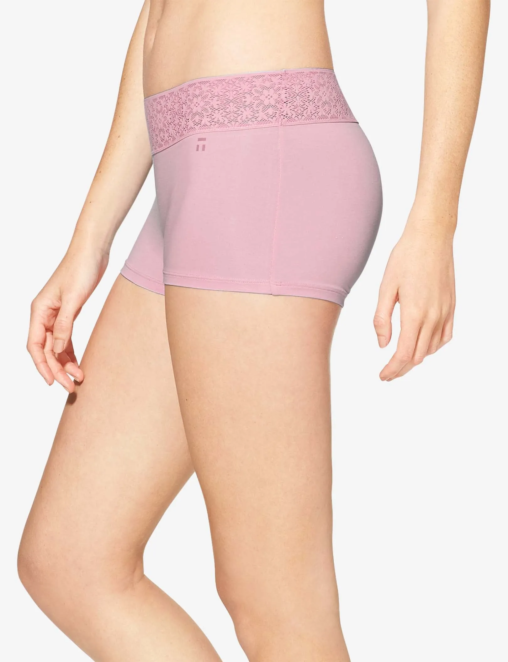 Women's Cool Cotton Boyshort, Lace Waist